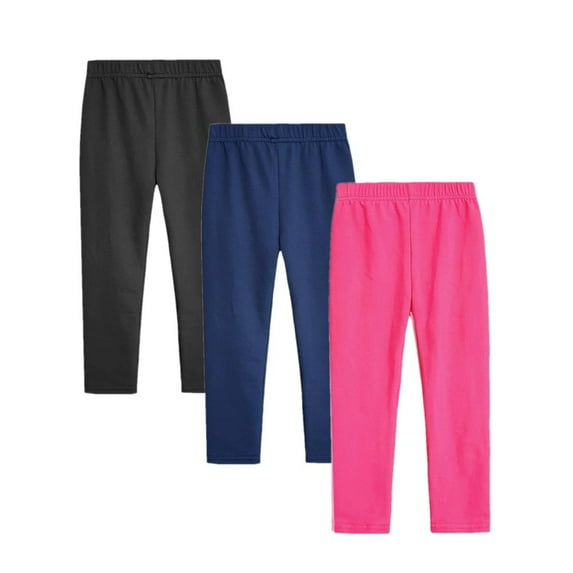 SILVERCELL 3 Packs Girls Casual Solid Leggings Candy Color Stretch Tights Skinny Pants, Size 1-11 Years