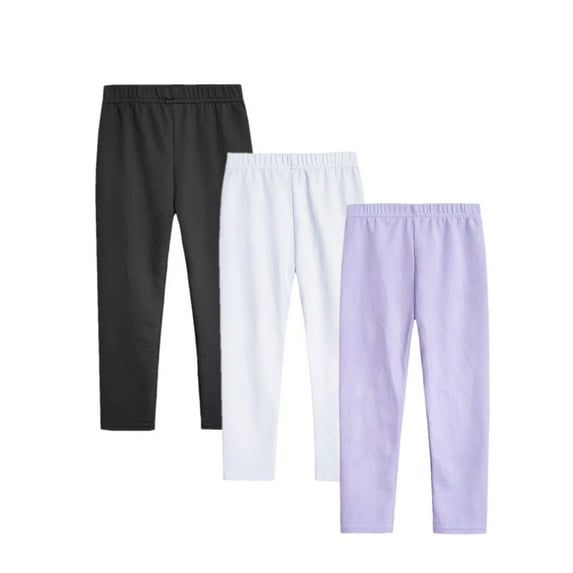 SILVERCELL 3 Packs Girls Casual Solid Leggings Candy Color Stretch Tights Skinny Pants, Size 1-11 Years