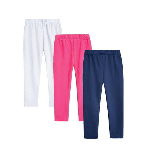 SILVERCELL 3 Packs Girls Casual Solid Leggings Candy Color Stretch Tights Skinny Pants, Size 1-11 Years