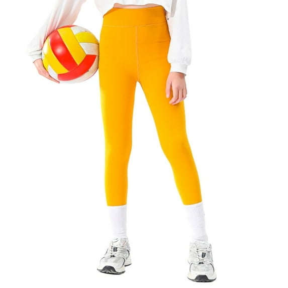 SILVERCELL 4-10T Little Girls Athletic Leggings, Girl Solid Color Stretch Tights Pants Leggings For Fitness Running Yoga Dance