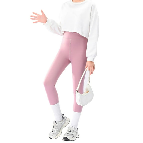 SILVERCELL 4-10T Little Girls Athletic Leggings, Girl Solid Color Stretch Tights Pants Leggings For Fitness Running Yoga Dance