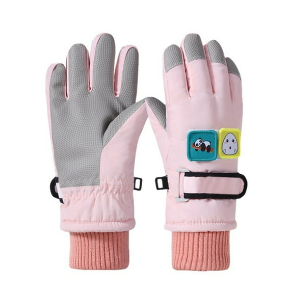 SILVERCELL 4-12T Toddler Kids' Touch Screen Warm Gloves Winter Boys and Girls' Cute Pattern with Plush Ski Gloves