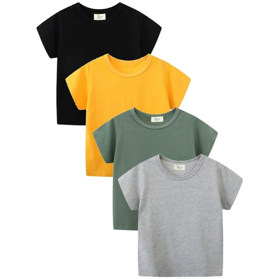 SILVERCELL 4 Pack Girls Short Sleeve T Shirts Kids Summer Tops Crewneck Tees 1-7 Years