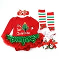 thumbnail image 1 of SILVERCELL 4Pcs Baby Girls Christmas Outfits Set Newborn Christmas Romper Tutu Dress Headband Leg Warmer Shoes Xmas Clothes 0-18 Months, 1 of 1