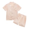thumbnail image 1 of SILVERCELL 4T-14T Unisex Girls Boys Satin Pajamas Set 2Pcs Short Sleeve Sleepwear Silk Button-Down PJs Sets Nightwear Loungewear Gifts For Teens Kids, 1 of 7