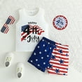 thumbnail image 1 of SILVERCELL 4th of July Baby Boys Summer Outfits Sleeveless Tank Top with American Flag Short Pants Independence Day Sets 9M-4T, 1 of 10