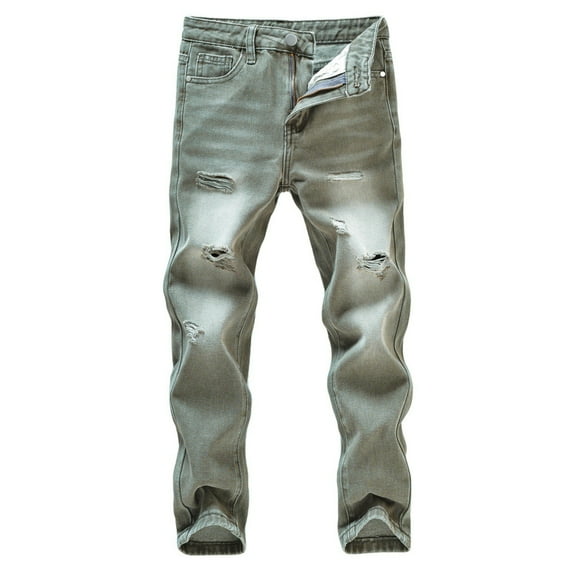 SILVERCELL 5-13T Kids Boys' Vintage Ripped Straight-Leg Jeans Destroyed Distressed Washed Denim Jeans Casual Streetwear Long Pants, Sizes 5-13 Years