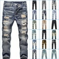 thumbnail image 1 of SILVERCELL 5-13T Kids Boys' Vintage Ripped Straight-Leg Jeans Destroyed Distressed Washed Denim Jeans Casual Streetwear Long Pants, Sizes 5-13 Years, 1 of 8