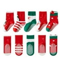 thumbnail image 1 of SILVERCELL 5 Pairs Christmas Socks Baby Kids Non-slip Cartoon Printed Xmas Holiday Festival Toddler Children's Santa Socks with Grips 1-12T, 1 of 13