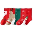 thumbnail image 1 of SILVERCELL 5 Pairs Christmas Socks Kids Warm Socks Children Santa Claus Boys Girls Toddler Winter Autumn Socks 1-12T, 1 of 10