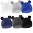 thumbnail image 1 of SILVERCELL 6 Pieces Newborn Baby Hat Bear Ears Infant Caps Baby Boy Girl Solid Color Toddler Hats Beanie Caps 0-6M, 1 of 6
