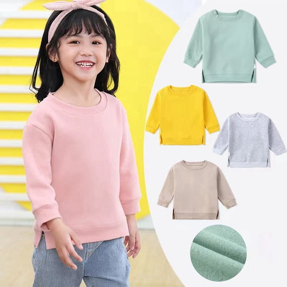 SILVERCELL 6M-6T Toddler Baby Boys Girls Cotton Solid Hoodies Sweatshirt, Unisex Kids Candy Color Pullover Tops Fleece Lined