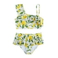 thumbnail image 1 of SILVERCELL 7-12T Girls Summer 2-Piece Lemon Printed Swimsuit Set Kids Ruffled Bathing Suit Beach Swimwear, 1 of 7