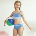 thumbnail image 1 of SILVERCELL 9-16T Girls 2 Piece Summer Ribbed Swimsuits, Teens Girls' Striped Bikinis Bathing Suit Adjustable Straps Swimwear For Beach, Swimming Pool, Spring Break, 1 of 8