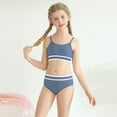 thumbnail image 1 of SILVERCELL 9-16T Girls 2 Piece Summer Ribbed Swimsuits, Teens Girls' Striped Bikinis Bathing Suit Adjustable Straps Swimwear For Beach, Swimming Pool, Spring Break, 1 of 8