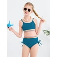 thumbnail image 1 of SILVERCELL 9-16T Girls Summer Ribbed Swimsuits, Teens Girls' Drawstrings Bikinis Bathing Suit Adjustable Straps Swimwear, 2 Pieces, Size 9-16 Years, 1 of 7