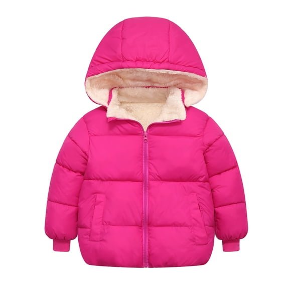SILVERCELL Baby Boys Girls Fall Winter Fleece Coats Toddler Thick Down Padded Jacket Kids Hooded Zipper Windproof Snow Outerwear 18M-6T