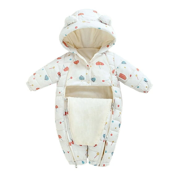 SILVERCELL Baby Boys Girls Winter Snowsuit Romper Hooded Feetless Warm Outwear Zipped Bodysuit for Newborn Girl Boy 6-24 Months