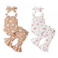 thumbnail image 1 of SILVERCELL Baby Girl Summer Clothes Floral Sleeveless Straps Romper Tops Bell Bottom Flare Pants 2PCS Outfits 0-18 Months, 1 of 10