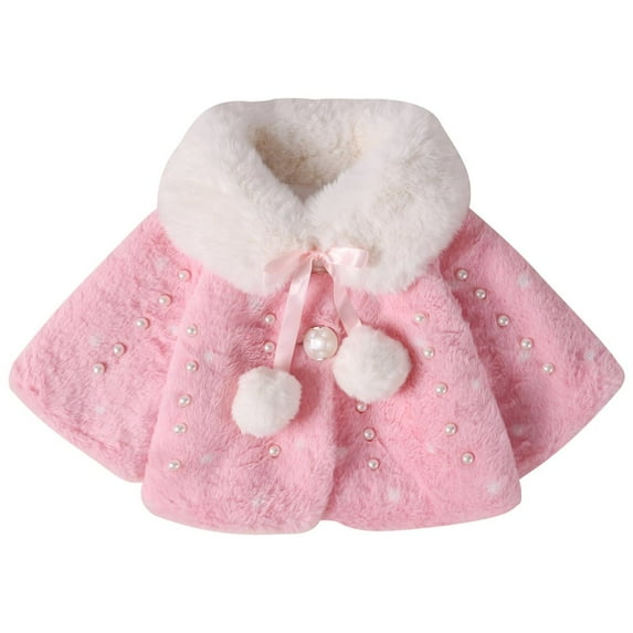SILVERCELL Baby Girl Winter Faux Fur Coats Thicken Outwear Cute Fuzzy Warm Jacket Overcoat with Pom Pom Newborn - 3 Years