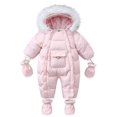thumbnail image 1 of SILVERCELL Baby Girls Boys Winter Warm Zipper Snowsuit With Gloves & Footwear Kids Thicken Hooded Jumpsuit Romper Down Coat Outwear 0-2 Years, 1 of 9