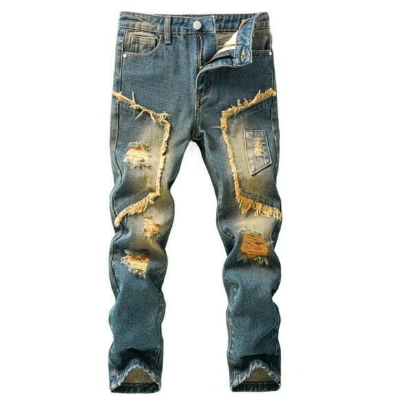 SILVERCELL Boy's Jeans Washed Casual Denim Pants Kids Stretch Slim Destroyed Jeans for 5-13 Years Kids Teen