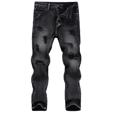 SILVERCELL Boy's Jeans Washed Casual Denim Pants Kids Stretch Slim Destroyed Jeans for 5-13 Years Kids Teen