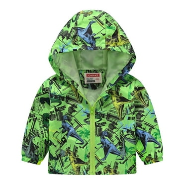 SILVERCELL Boys Hooded Lightweight Windbreaker Jacket Toddler Kids Cartoon Dinosaur Zip Up Casual Coat for 1-8 Years
