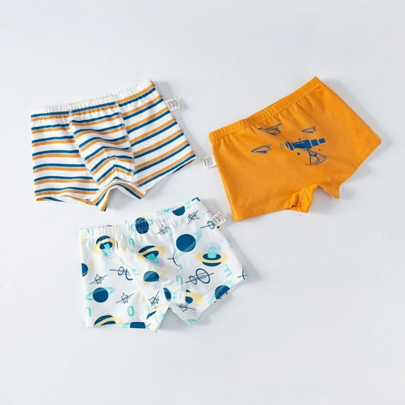 SILVERCELL Boys Pure Cotton Super Soft Boxer Briefs Toddler Kids Cute Pattern Tagless Smooth Underpants 3-Pack,3-11 Years