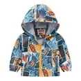 thumbnail image 1 of SILVERCELL Boys Rain Jacket Toddler Kids Cartoon Pattern Lightweight Breathable Hooded Coat with Two Pockets 1-8T, 1 of 10