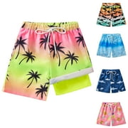 SILVERCELL Boys Swim Trunks with Boxer Brief Liner Swim Shorts Boys Compression Liner Youth Anti Swim Trunks 5-16 Years