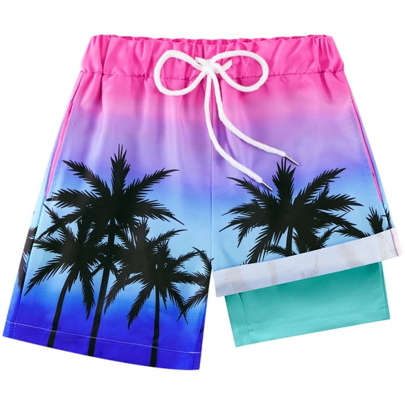 SILVERCELL Boys Swim Trunks with Boxer Brief Liner Swim Shorts Boys Compression Liner Youth Anti Swim Trunks 5-16 Years