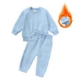 thumbnail image 1 of SILVERCELL Boys and Girls Solid Color Long Sleeved Crew Neck Top and Pants Two Piece Set for 1-13 Years Toddler Kids, 1 of 3