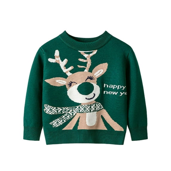 SILVERCELL Christmas Sweater Boy Girl Funny Kids Christmas Pullover Elk Pattern Sweatshirt Warm Crewneck Winter Clothes