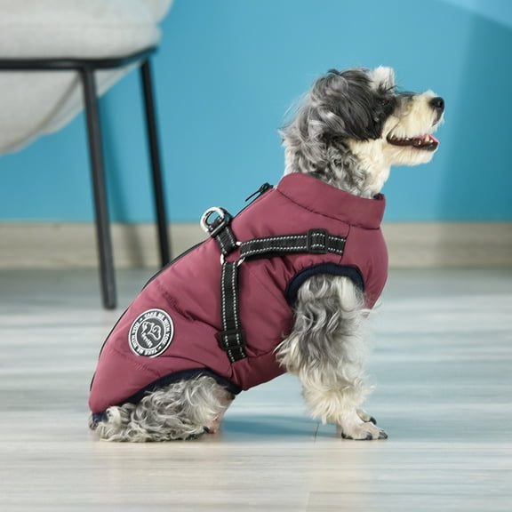 SILVERCELL Dogs Waterproof Warm Coat Vests Adjustable Reflective Rainproof Jacket Pet Dog's Padded Vest Clothes with Built in Harness Windproof Zipper Snow Coats Snowsuit for Small Medium Large Dogs