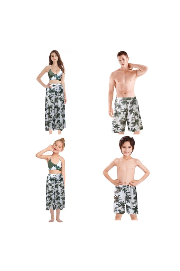 Family Matching Swimwear, 7-12T Boys Printed Swim Trunks Son Bathing Suit
