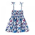 thumbnail image 1 of SILVERCELL Girl's Cute Flower Print Sleeveless Boho Dress Knot Shoulder Shirred Short Dresses 1-6 Years, 1 of 3