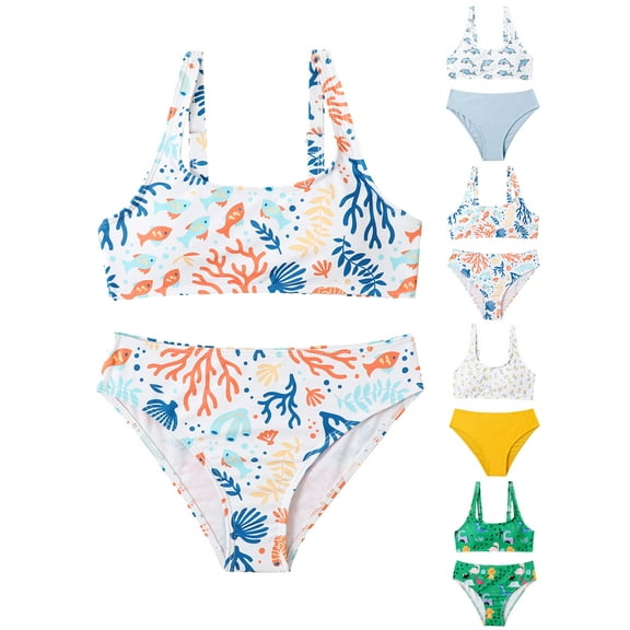 SILVERCELL Girls 2Pcs Bikini Beach Swimsuits Child Tankini Set Summer Swimsuits 8-12 Years