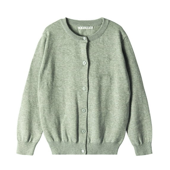 SILVERCELL Girls Cardigans School Uniforms Cotton Knitted Sweater Kids Long Sleeve Button Cardigans Toddler Crewneck Sweater