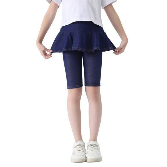 SILVERCELL Girls Knee-Length Leggings with Skirt Summer Stretchy Athletic Pants for Girl 3-11 Years