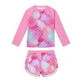 thumbnail image 1 of SILVERCELL Girls Long Sleeve Rash Guards Swimsuit Printed Swim Shirts + Shorts 2PCS Bathing Suit Set, 3-10 Years, 1 of 8