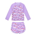 thumbnail image 1 of SILVERCELL Girls Long Sleeve Rash Guards Swimsuit Printed Swim Shirts + Shorts 2PCS Bathing Suit Set, 3-10 Years, 1 of 8