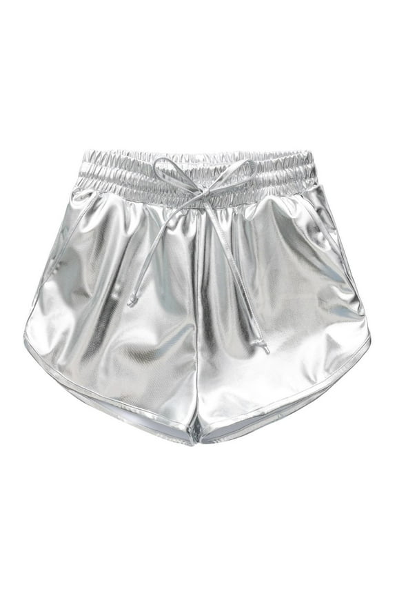 Girls Metallic Dance Shorts for Athletic Sparkly Hot Pants for Girls 4-12 Years
