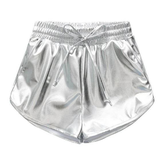 SILVERCELL Girls Metallic Dance Shorts for Athletic Sparkly Hot Pants for Girls 4-12 Years