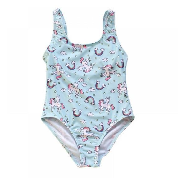 SILVERCELL Girls' One Piece Swimsuit Beach Swimwear Unicorn Print Bathing Suit 3-12 Years