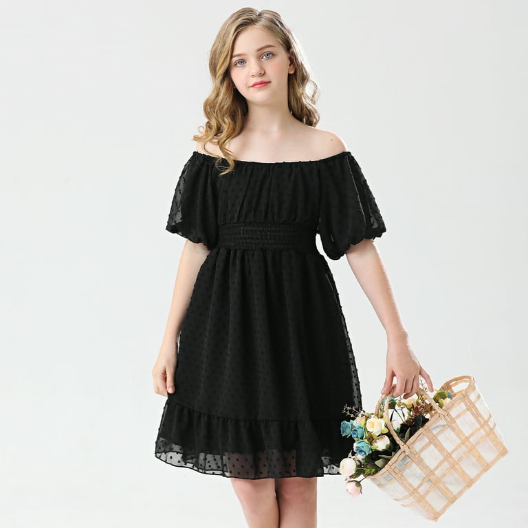 Black Summer A Line Swing Ruffle Dress Black Summer A Line Swing Ruffle Dress