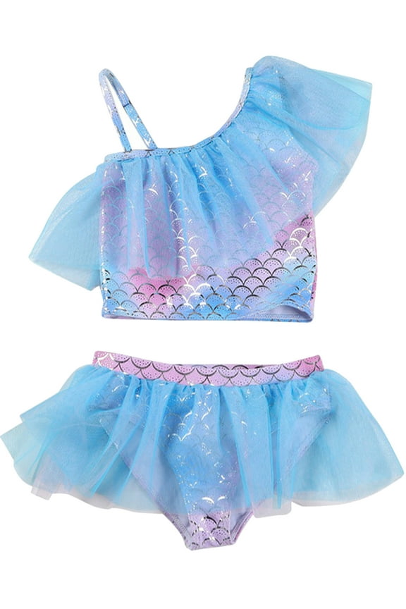 Girls Tankinis Two Pieces Swimsuits Mermaid Beach Sport Bathing Suit Set Baby Swimwear