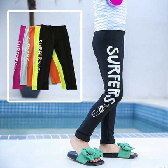 SILVERCELL Kids Athletic Swimming Leggings Tights Boys Girls Rashguard Surfing Pant Swimwear, Size 1-10 Years