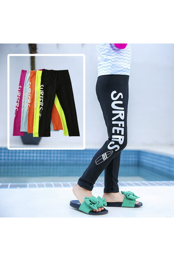 Kids Athletic Swimming Leggings Tights Boys Girls Rashguard Surfing Pant Swimwear, Size 1-10 Years