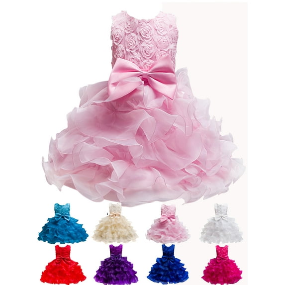 SILVERCELL Kids Girl Princess Pageant Dresses 3D Flower Tutu Holiday Party Wedding Prom Ball Gown Dresses 3-10 Y